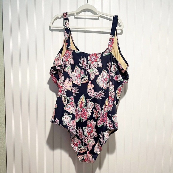 Swim 365 Black Floral One Piece Swimsuit Size 32 - Picture 5 of 5